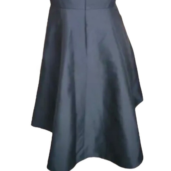 HALSTON Heritage High/Low Cap Sleeve Mini Dress Cocktail Dress navy blue - Picture 8 of 10